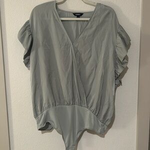 Ruffle Sleeve Wrap Bodysuit - Express